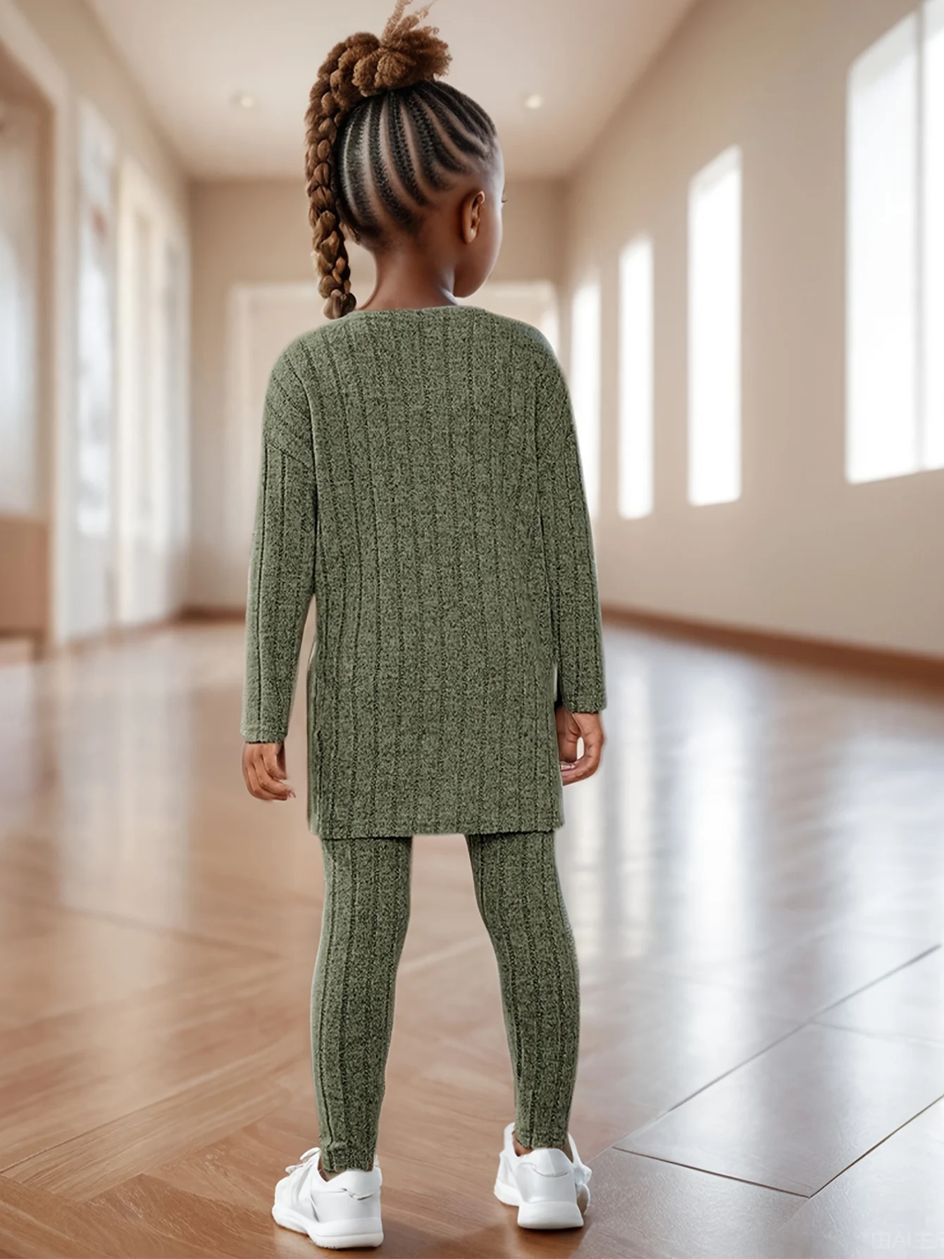 Detail 1 of Girls Jacket Vest Pants Set Spring Fall 3-Piece Solid Stretch Ages 1-8 by LUNORIANA