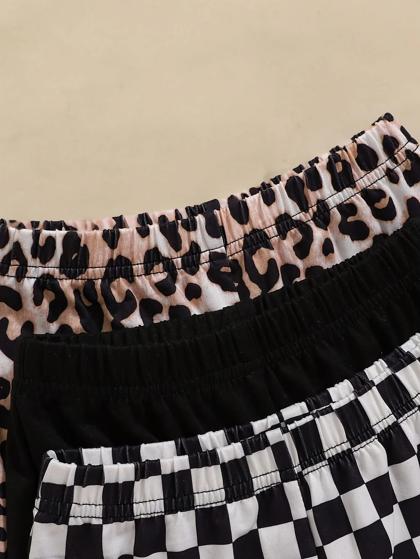 Detail 10 of Girls Flare Pants All Season 3-Piece Leopard Print Houndstooth Stretch by LUNORIANA