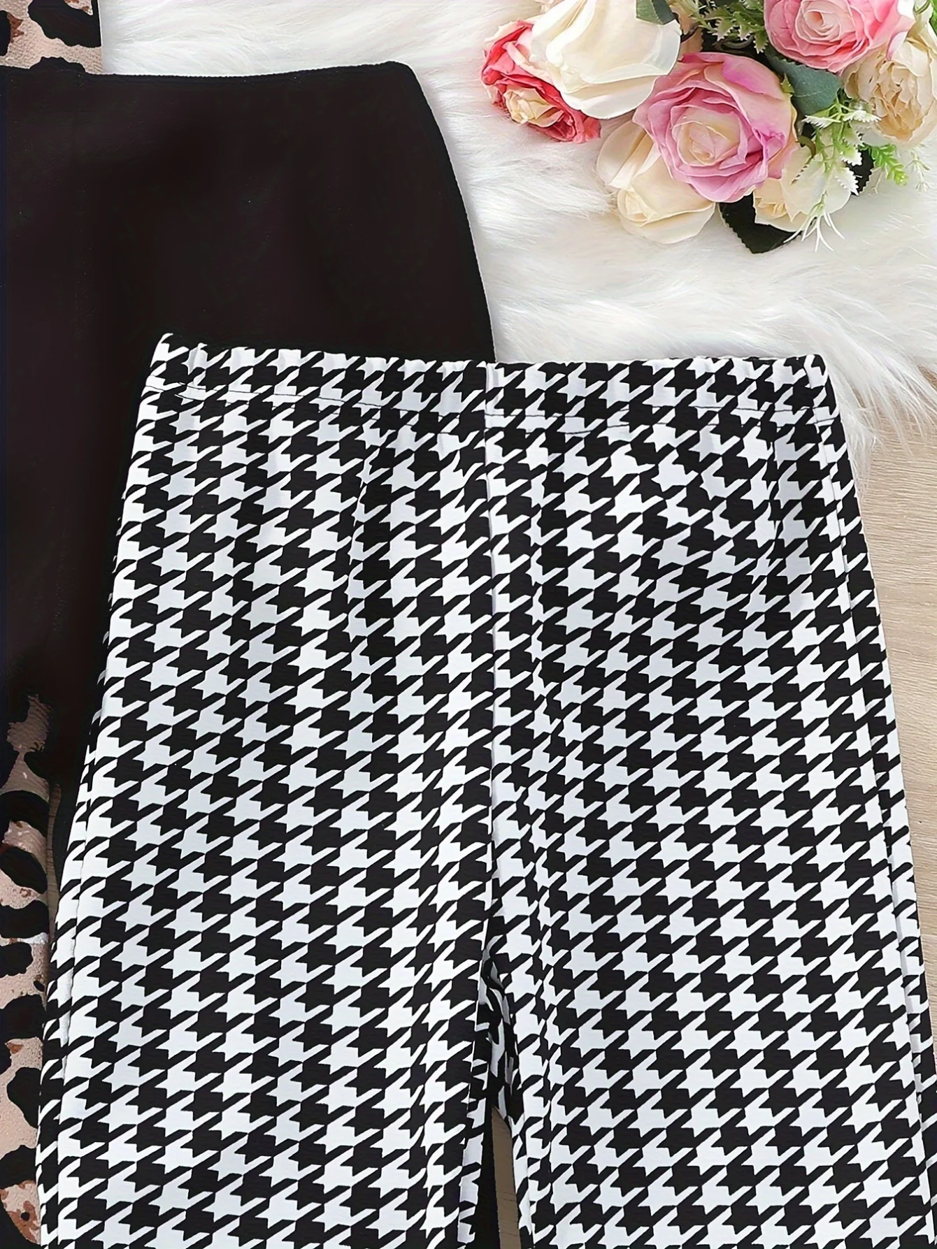 Detail 15 of Girls Flare Pants All Season 3-Piece Leopard Print Houndstooth Stretch by LUNORIANA