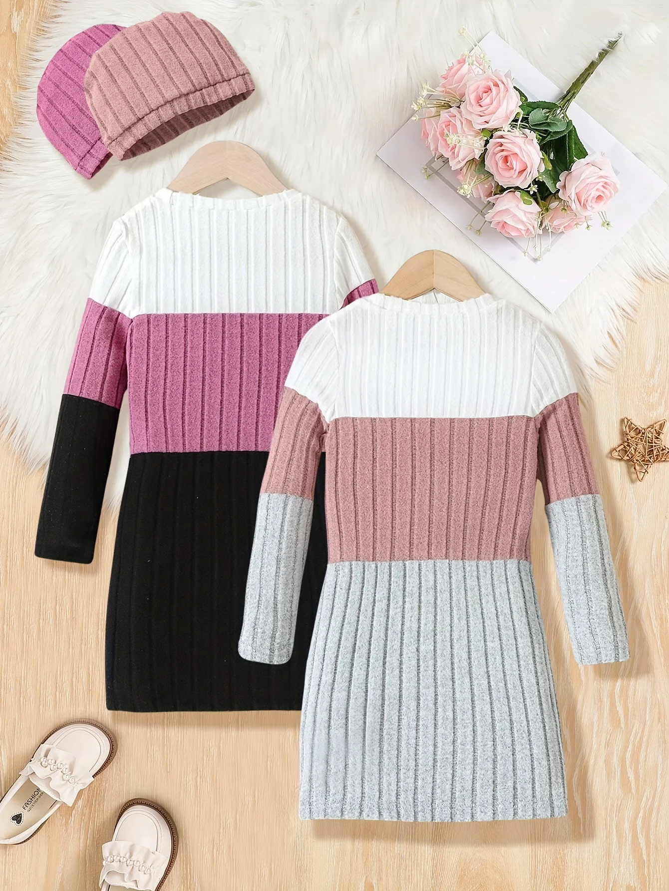 Detail 2 of Girls Dress Spring Fall 2-Piece Stretch Comfort Ages 3+ by LUNORIANA