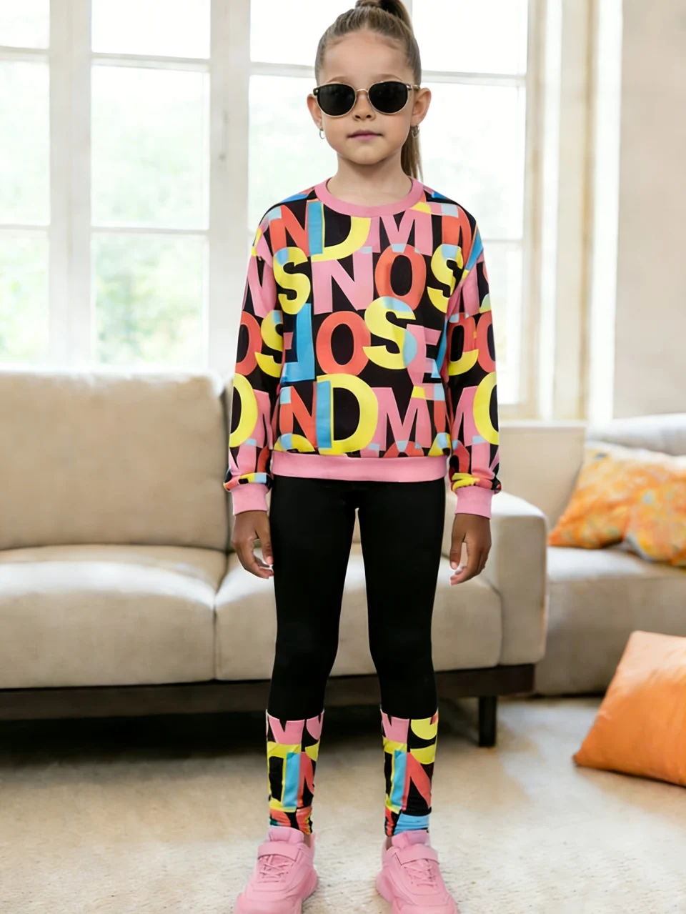 Girls Leggings Spring Fall 2-Piece Letter Print Stretch Ages 1-8