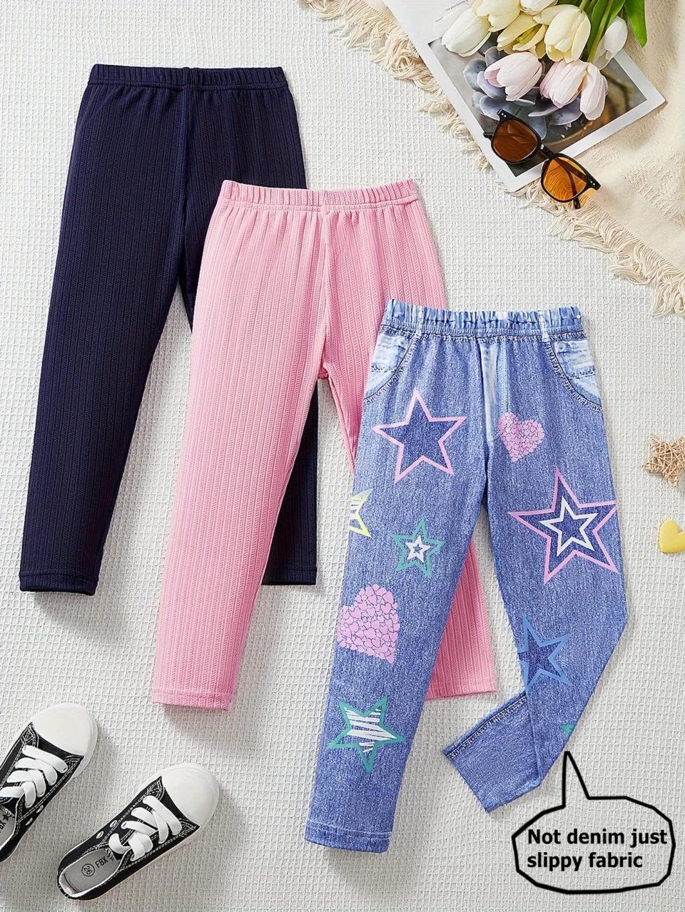 Girls Leggings All Season 3-Piece Stretch Comfort Ages 3-10 - SPUID 482493272