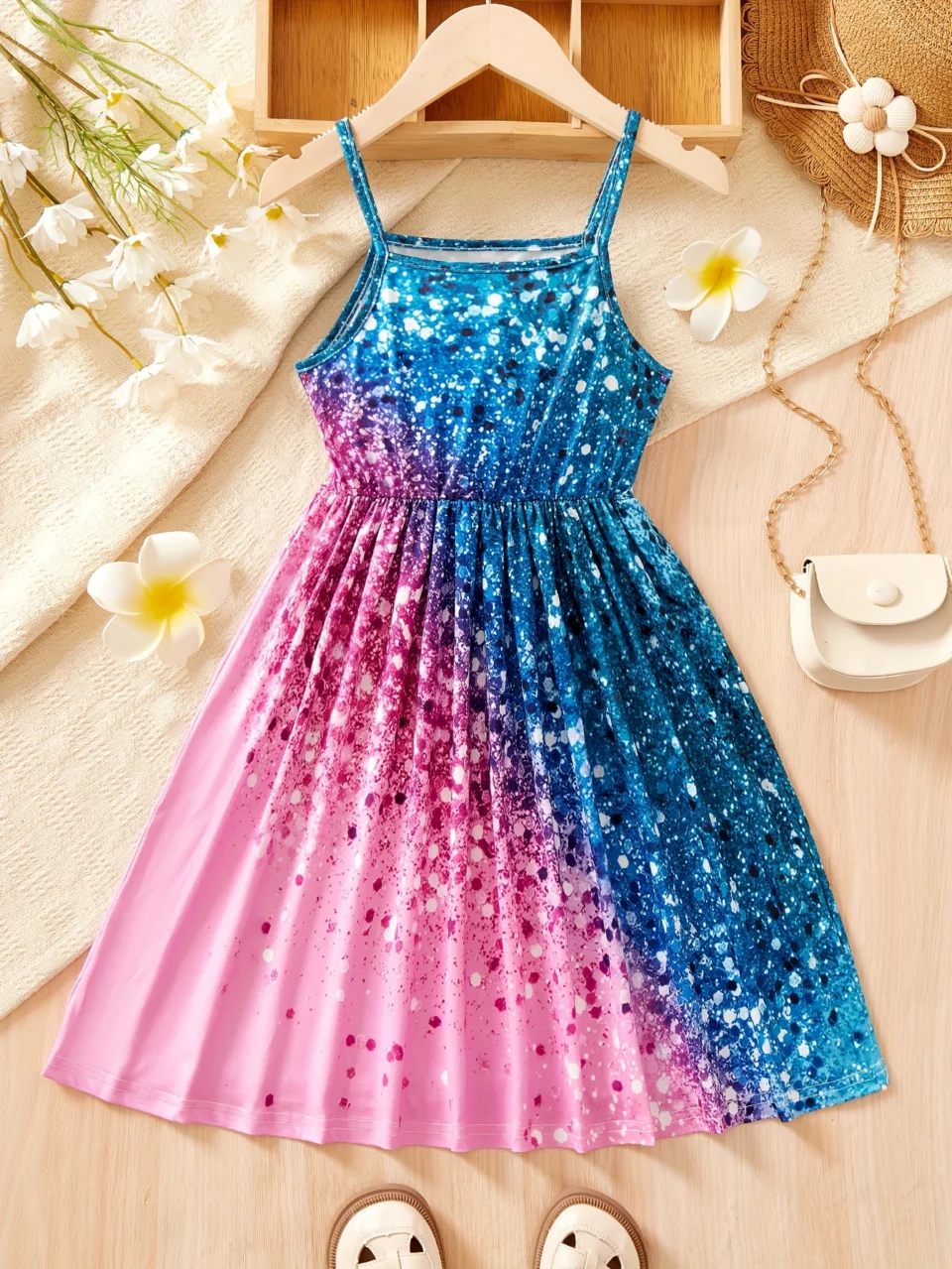 Girls Cami Dress All Season Gradient Sparkle Stretch Ages 1-8