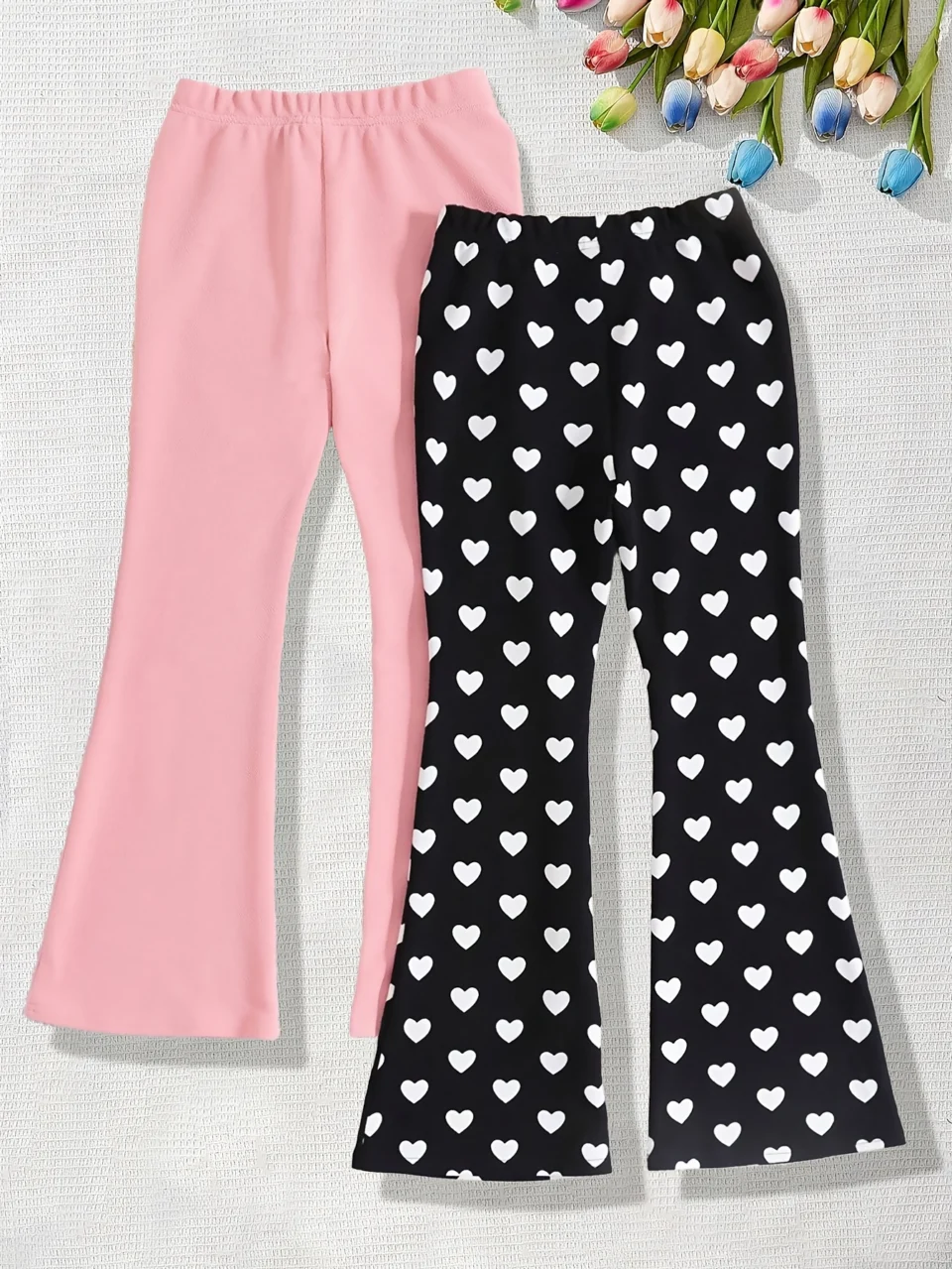 Girls Flare Pants All Season 2-Piece Solid Stretch Ages 3+