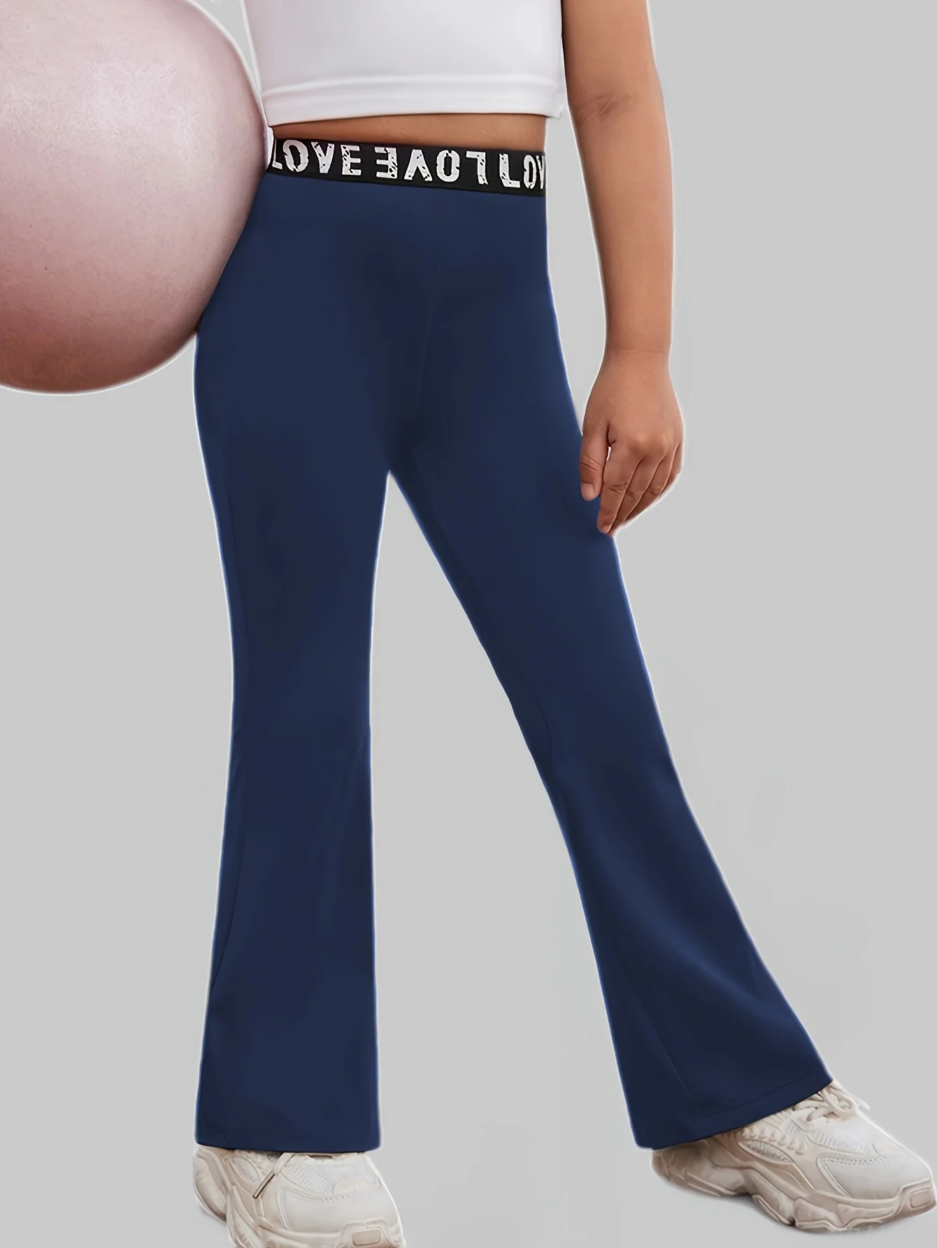 Girls Flare Pants All Season Letter Print Solid Stretch Ages 3+