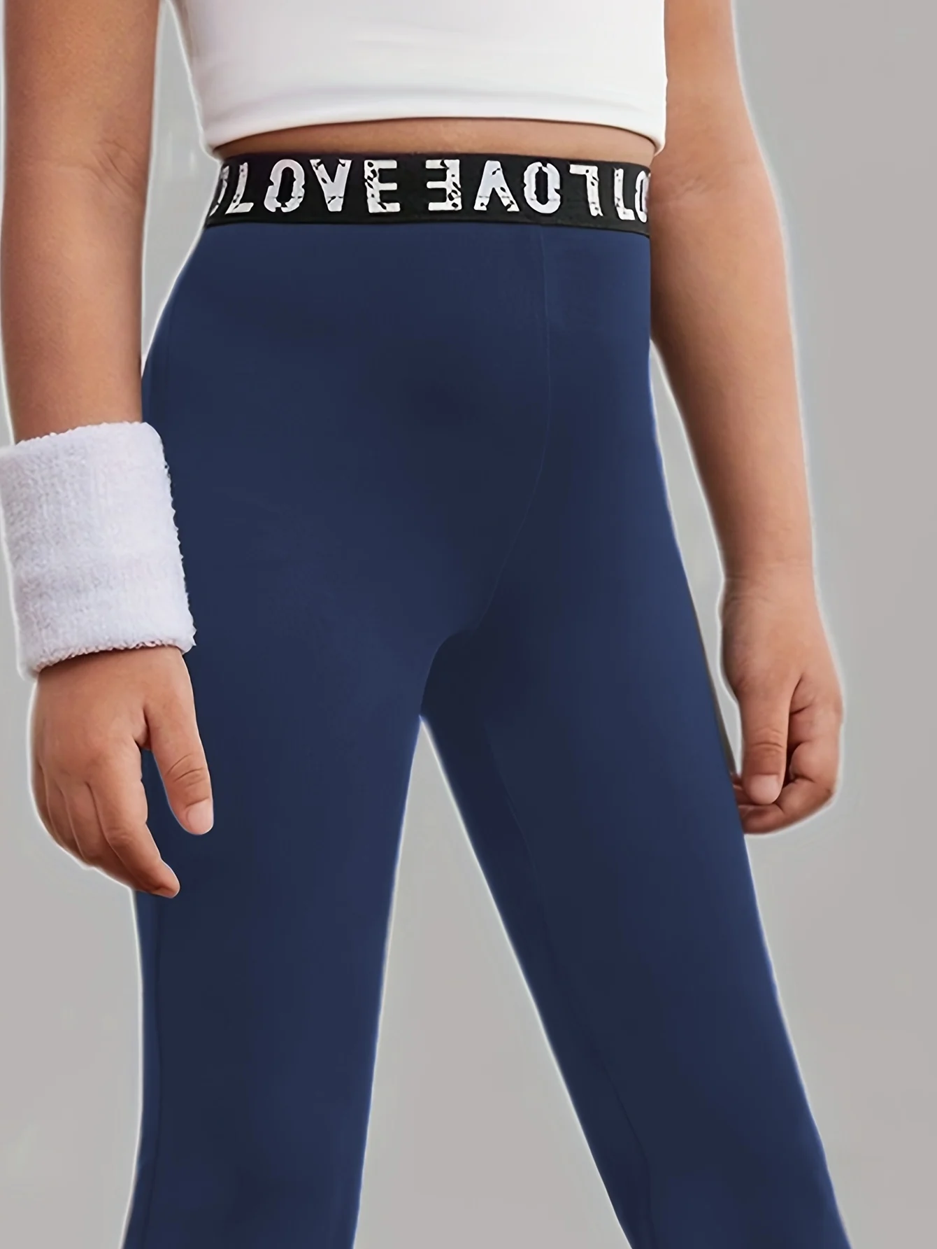 Detail 14 of Girls Flare Pants All Season Letter Print Solid Stretch Ages 3+ by LUNORIANA