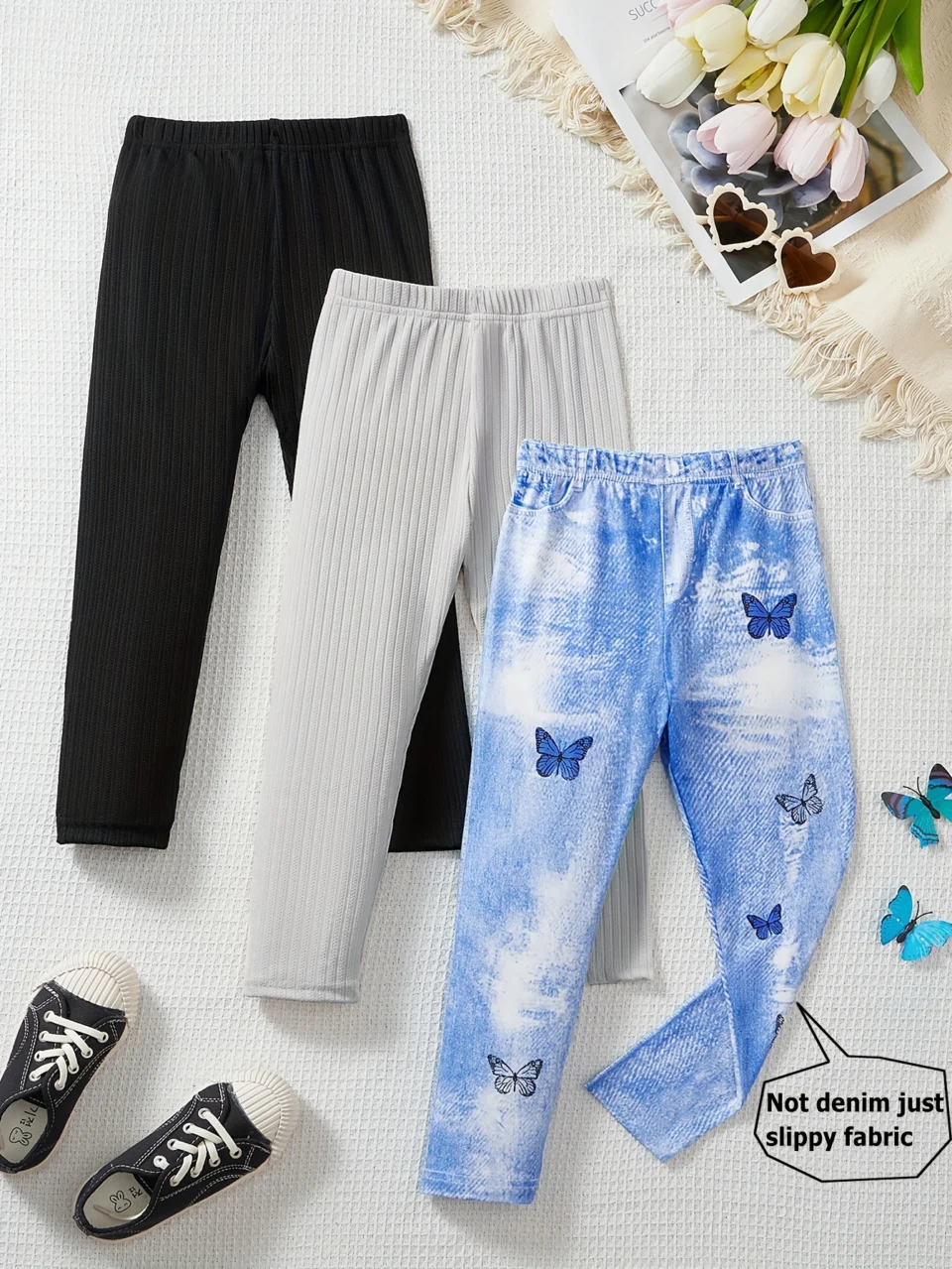 Girls Leggings All Season 3-Piece Stretch Comfort Ages 3-10 - SPUID 693279760