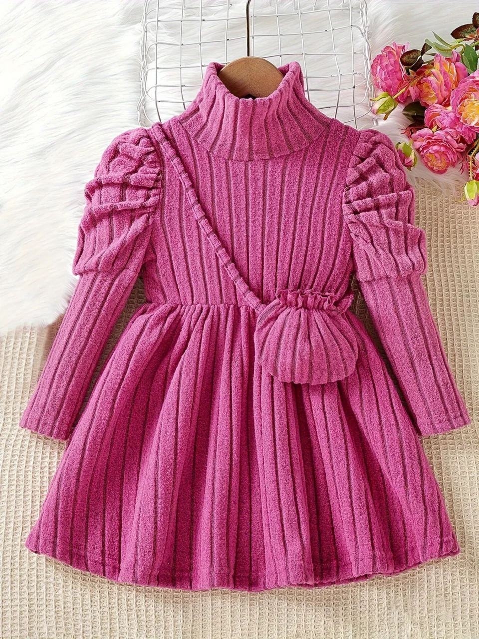Girls Dress Spring Fall Solid Color Stretch Comfort Ages 1-8