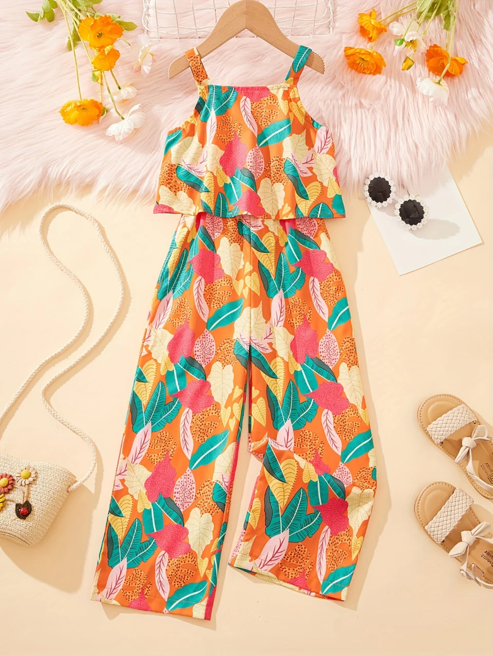 Girls Romper Summer Tropical Floral Easy Care Ages 1-8
