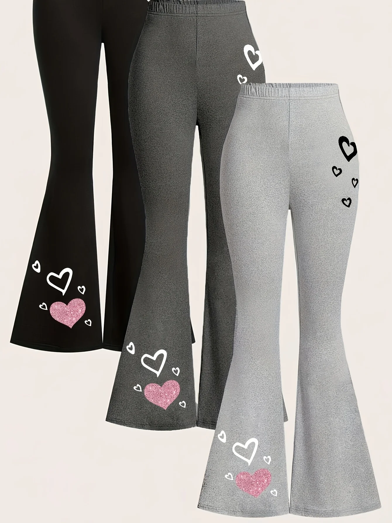 Detail 7 of Teen Girls Flare Pants 3-Piece Set Graphic All Season Stretch by LUNORIANA