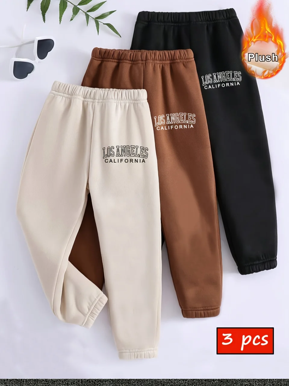 Girls Sweatpants 3-Piece Set Letter Print Fall Winter Stretch