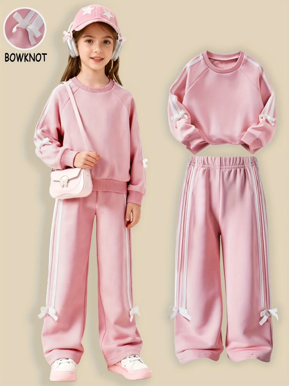 Girls Sweatshirt Pants 2-Piece Set Graphic Fall Winter Easy Care