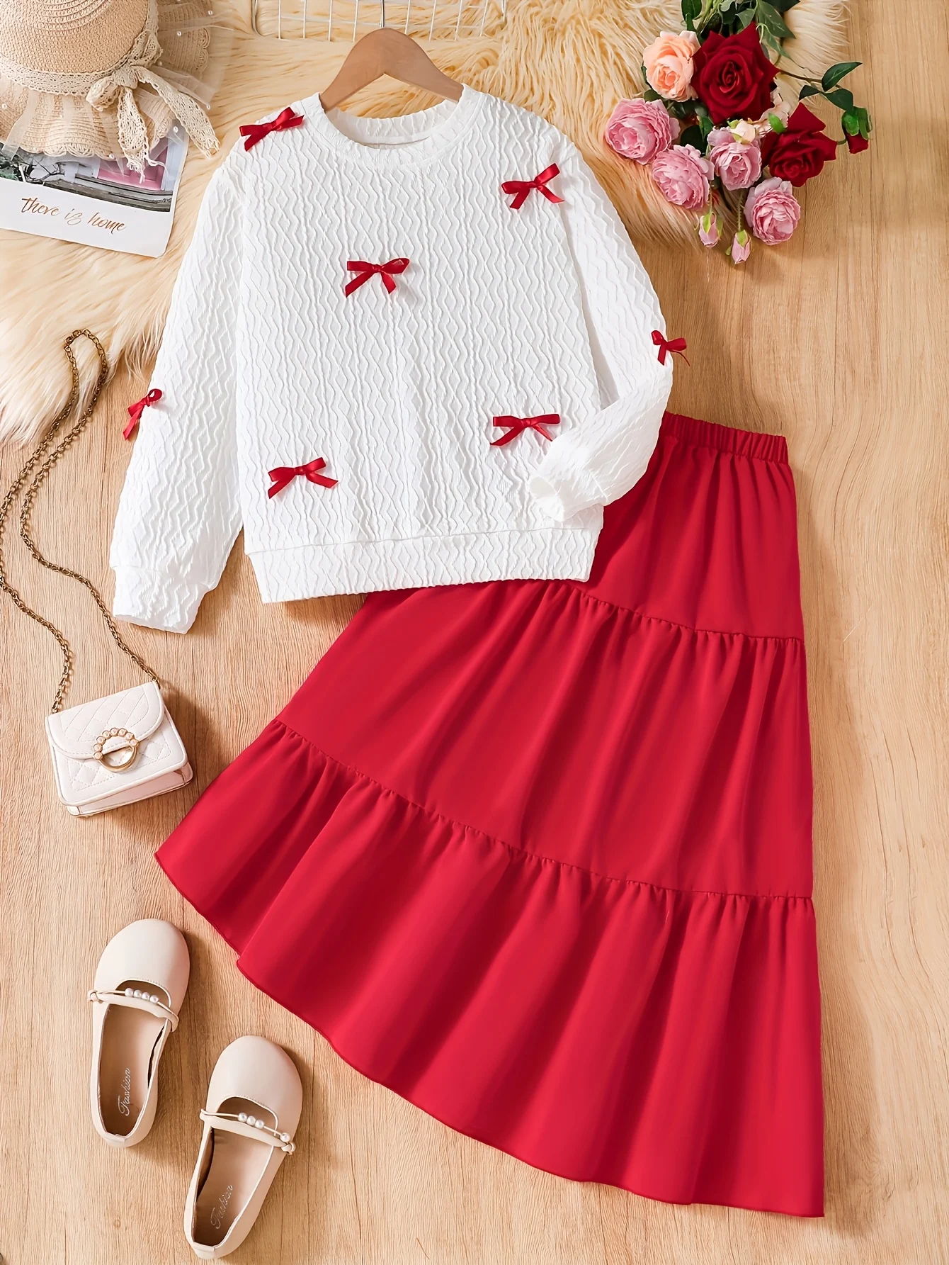 Detail 1 of Teen Girls Sweatshirt Skirt 2-Piece Set Christmas Fall Winter Stretch by LUNORIANA