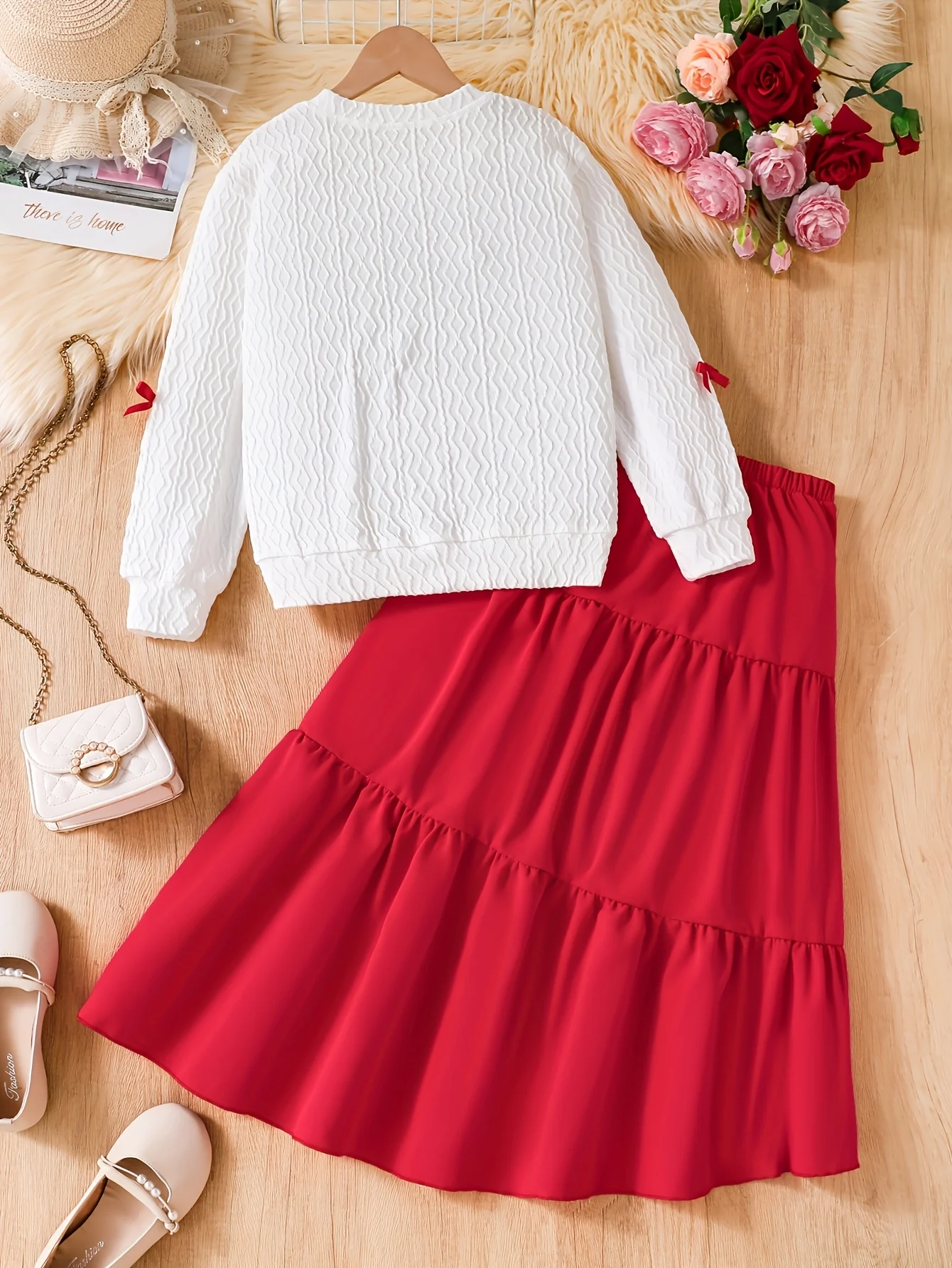 Detail 2 of Teen Girls Sweatshirt Skirt 2-Piece Set Christmas Fall Winter Stretch by LUNORIANA