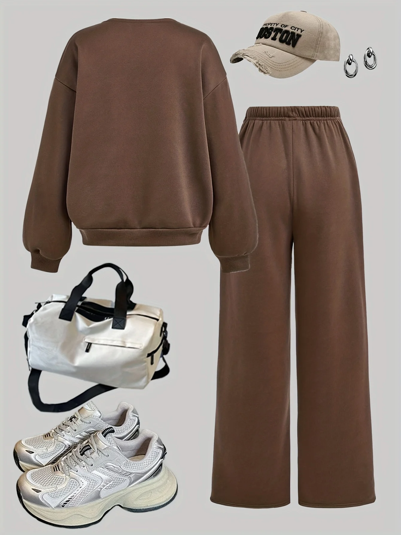 Detail 2 of Teen Girls Streetwear Sweatshirt Wide Leg Pants 2-Piece Set Graphic Fall Winter by LUNORIANA