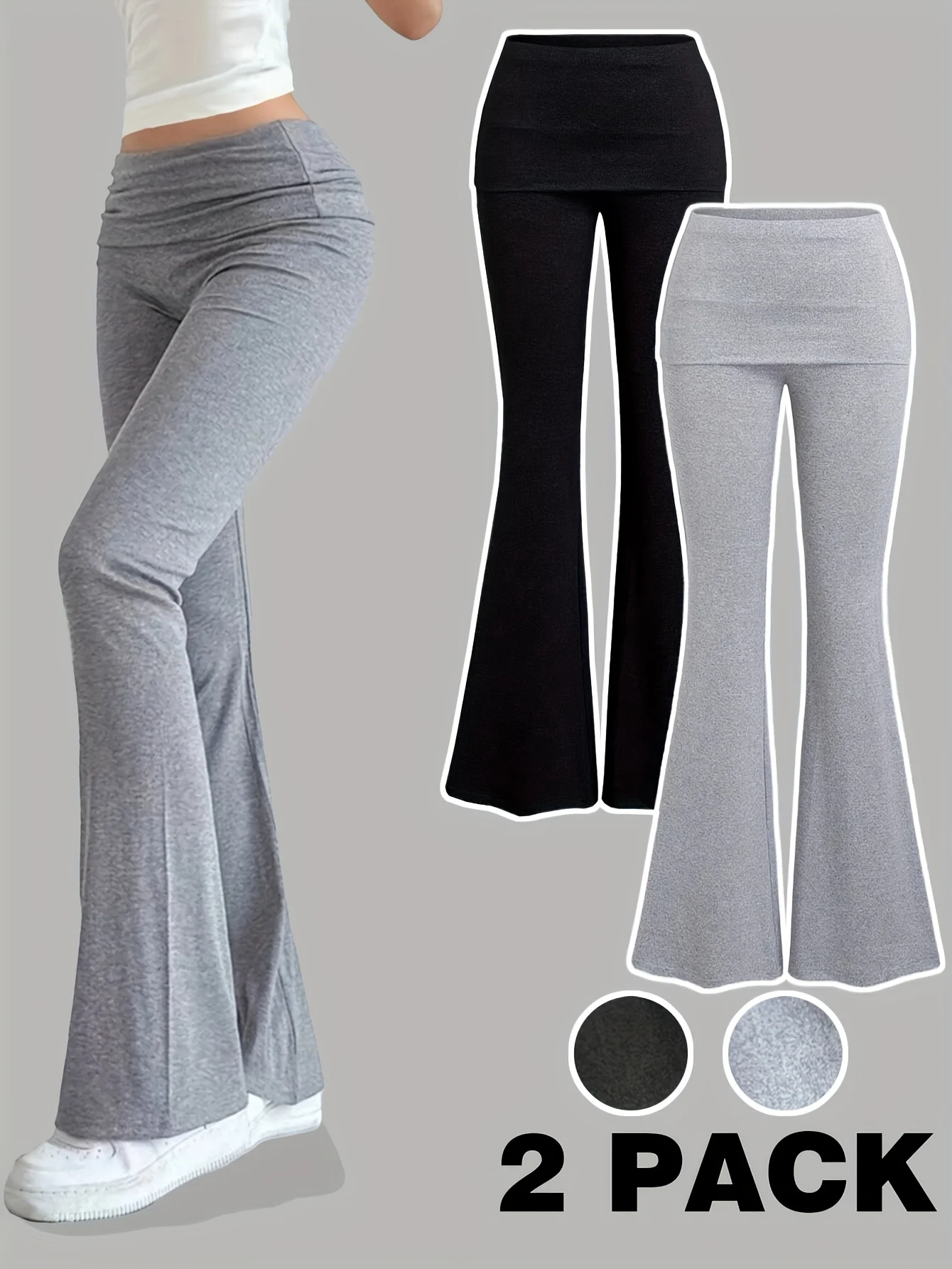 Girls Flare Pants 2-Piece Set Solid All Season Stretch
