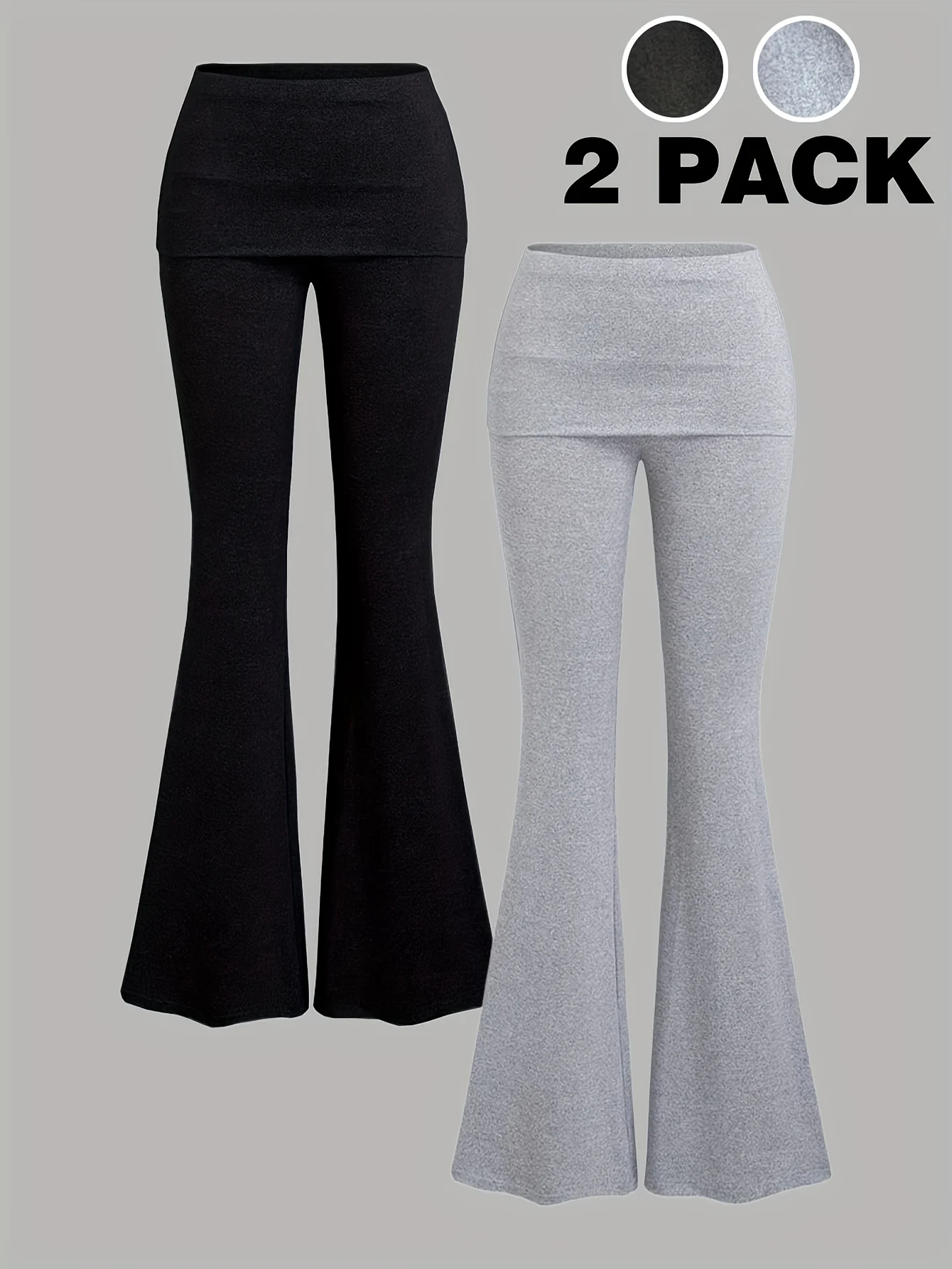 Detail 1 of Girls Flare Pants 2-Piece Set Solid All Season Stretch by LUNORIANA