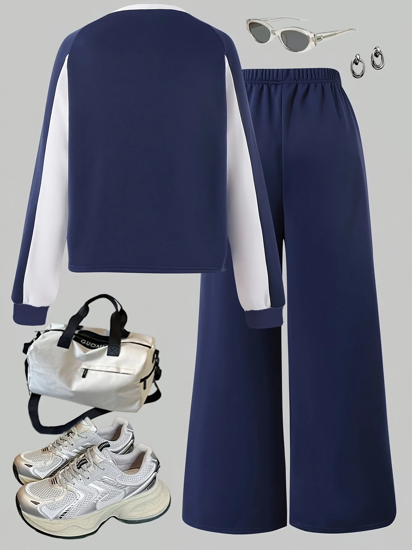 Detail 2 of Teen Girls Sweatshirt Wide Leg Pants 2-Piece Set Letter Print Fall Winter by LUNORIANA