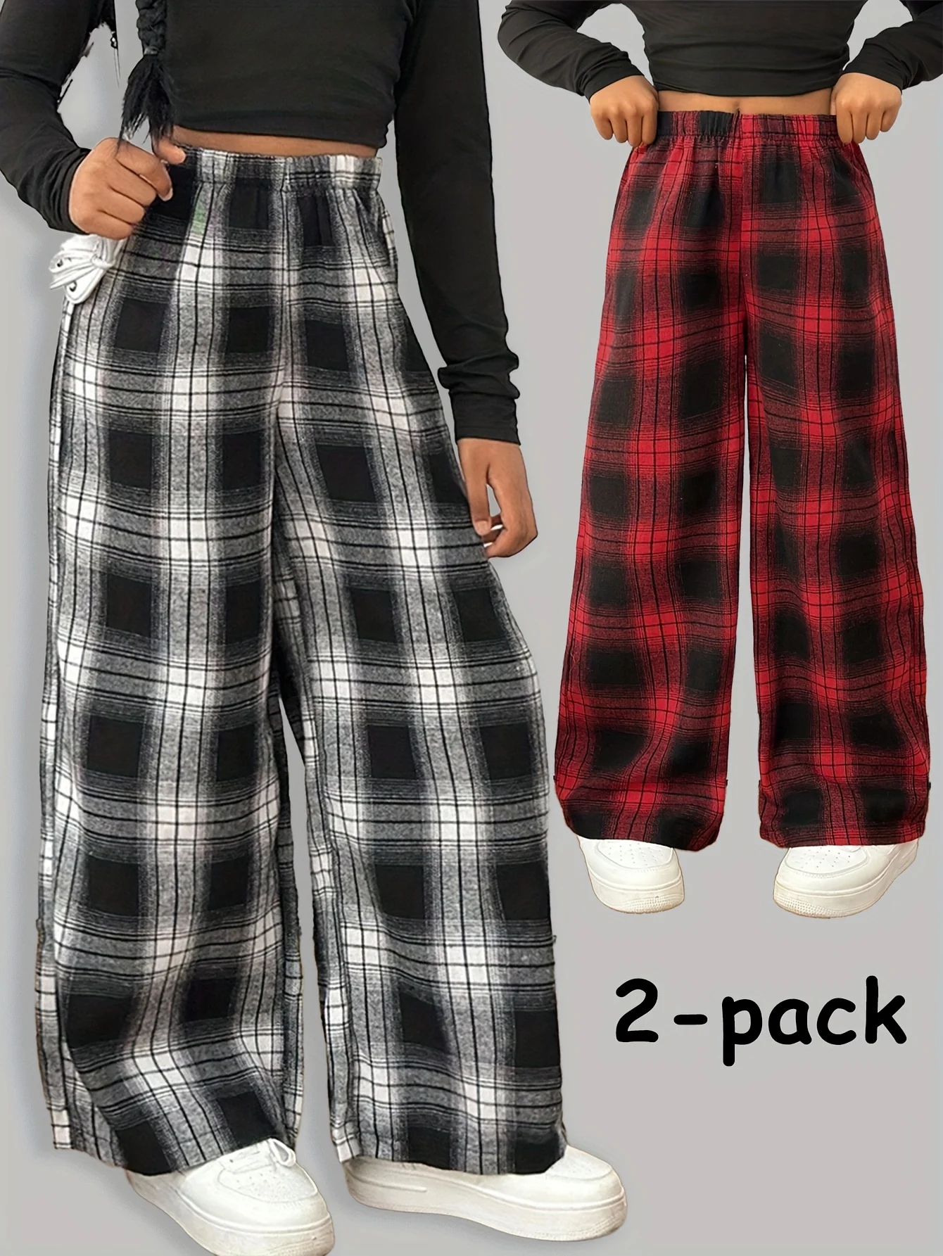 Girls Straight Leg Pants 2-Piece Set Christmas Fall Winter Easy Care
