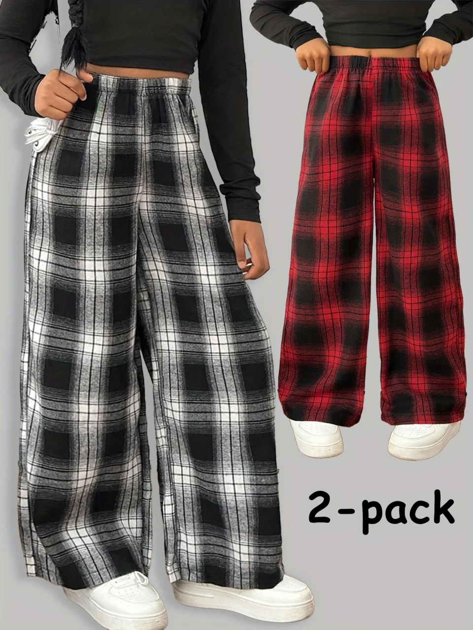 Girls Straight Leg Pants 2-Piece Set Christmas Fall Winter Easy Care