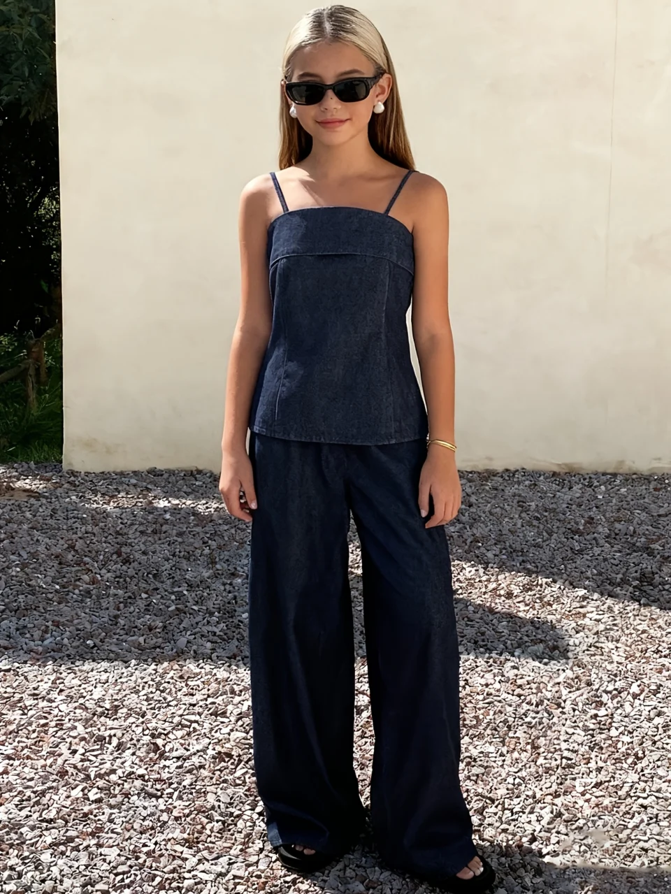 Teen Girls Jeans 2-Piece Set Solid Spring Summer Stretch