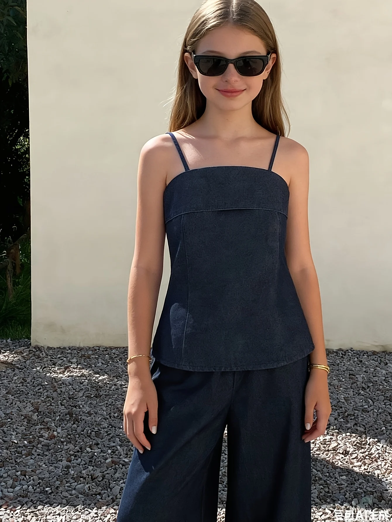 Detail 2 of Teen Girls Jeans 2-Piece Set Solid Spring Summer Stretch by LUNORIANA