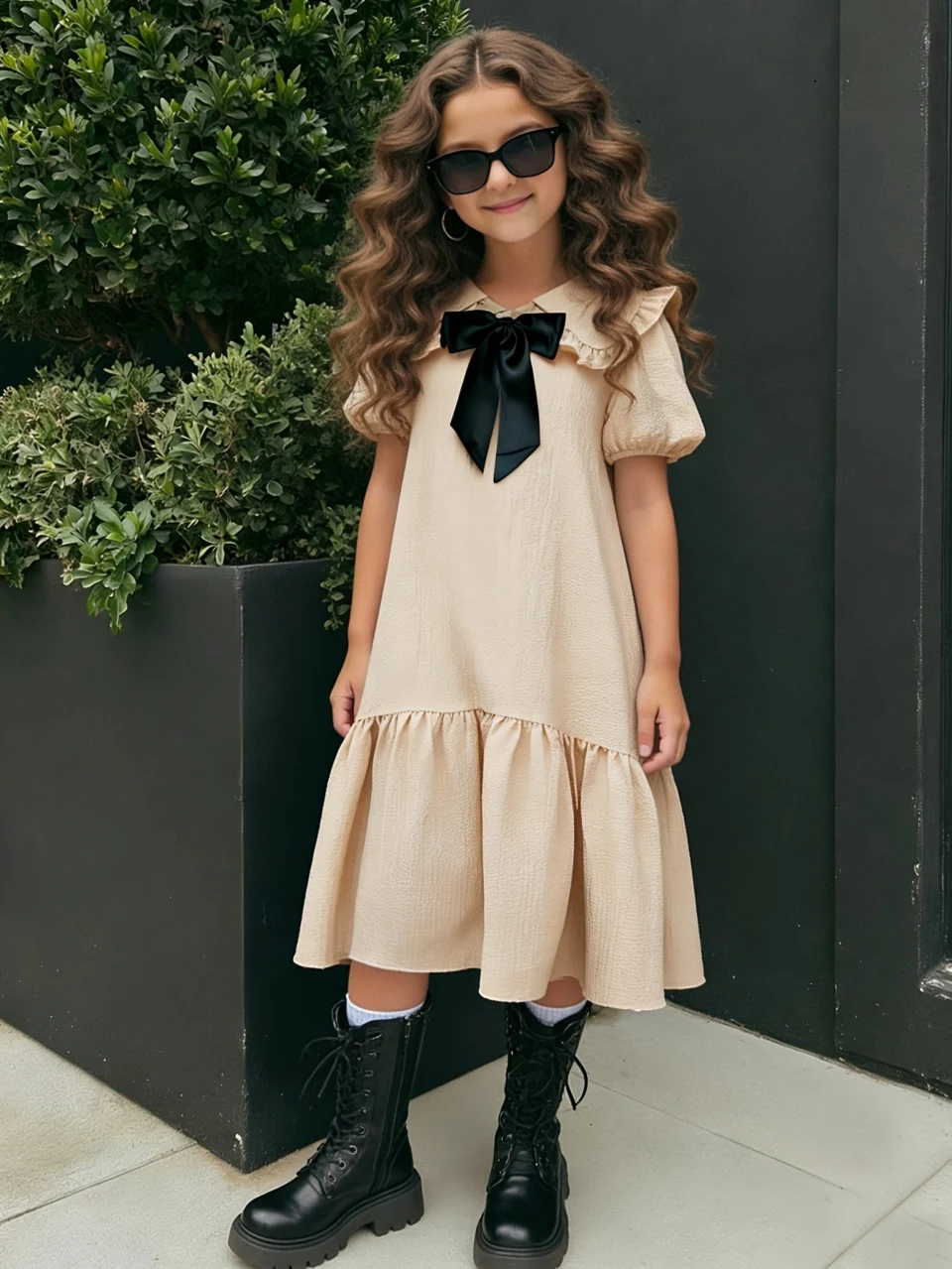 Teen Girls Dress 2-Piece Set Solid Spring Summer Easy Care