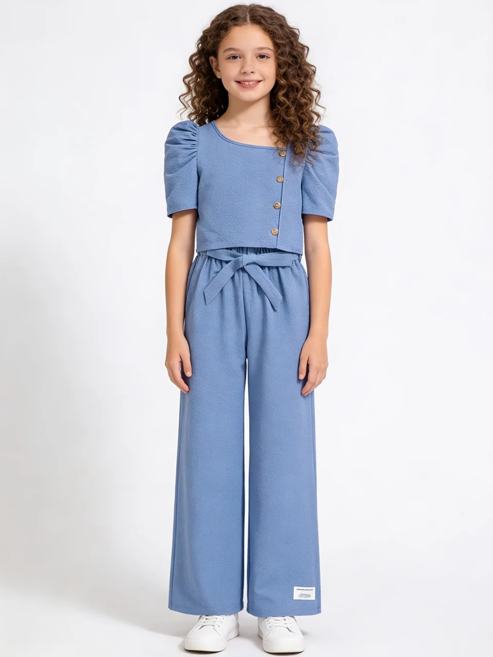 Teen Girls Straight Leg Pants 2-Piece Set Solid Spring Summer Easy Care