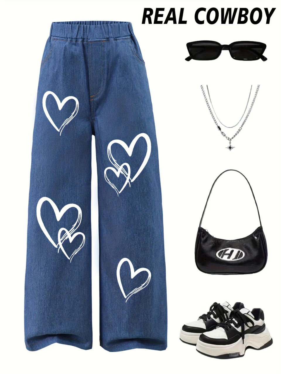 Teen Girls Streetwear Jeans Graphic Fall Winter Easy Care