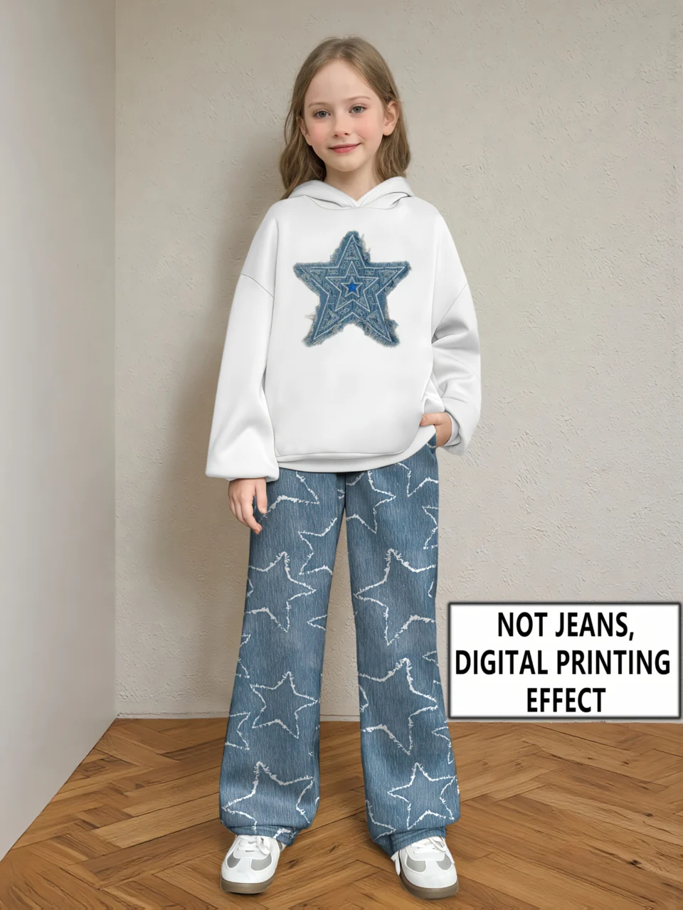 Girls Hoodie Wide Leg Pants 2-Piece Set Graphic Fall Winter Stretch - SPUID 8504681791