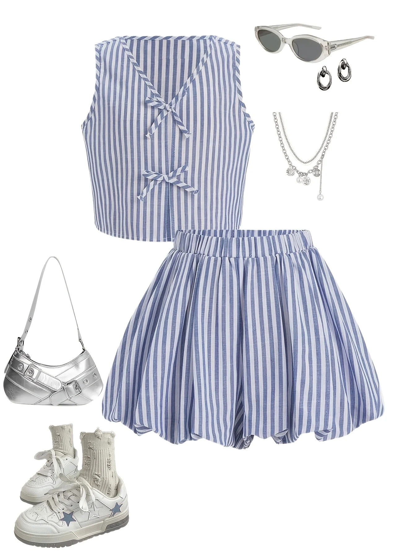 Detail 3 of Teen Girls Streetwear Skirt 2-Piece Set Spring Summer Stretch by LUNORIANA