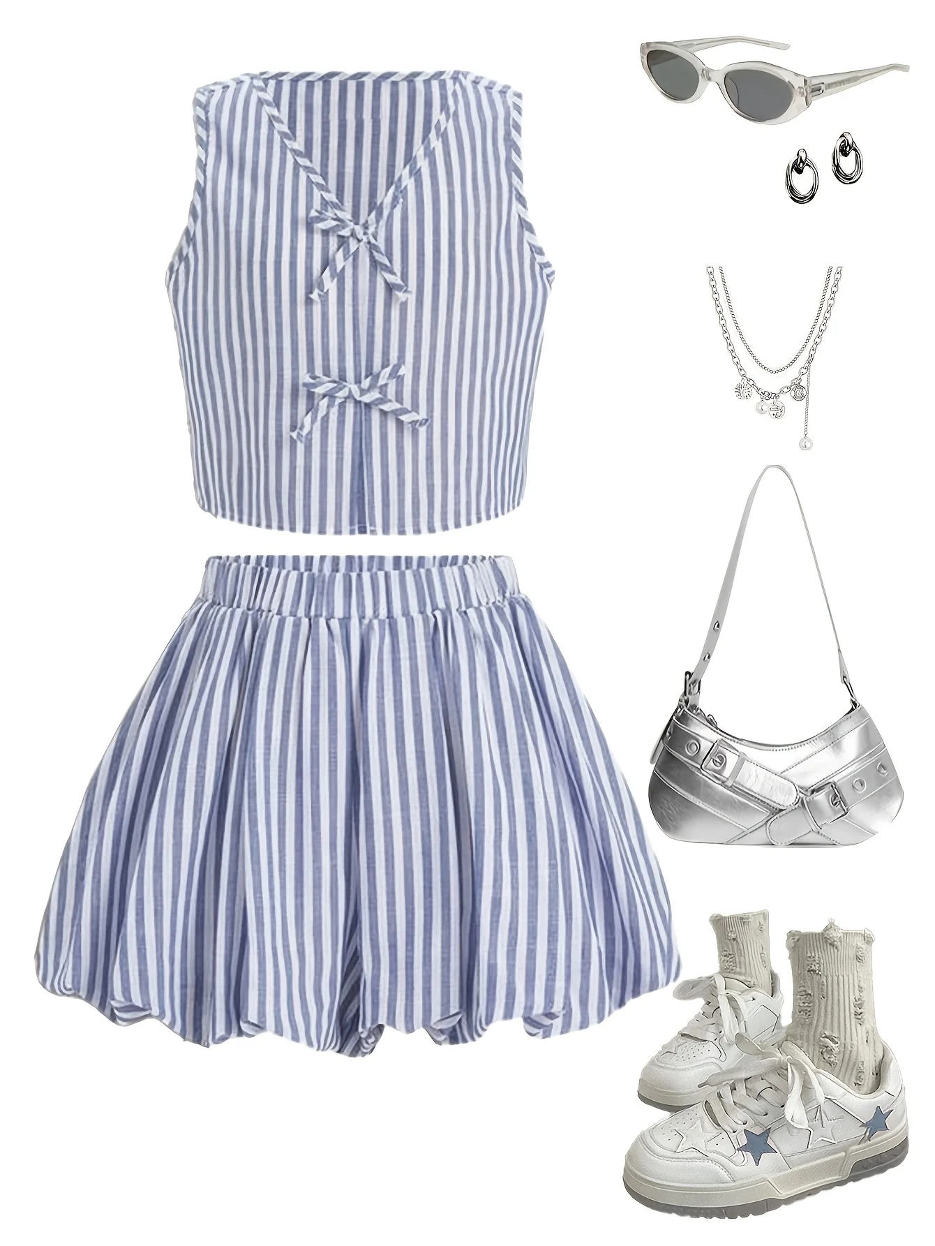Detail 4 of Teen Girls Streetwear Skirt 2-Piece Set Spring Summer Stretch by LUNORIANA
