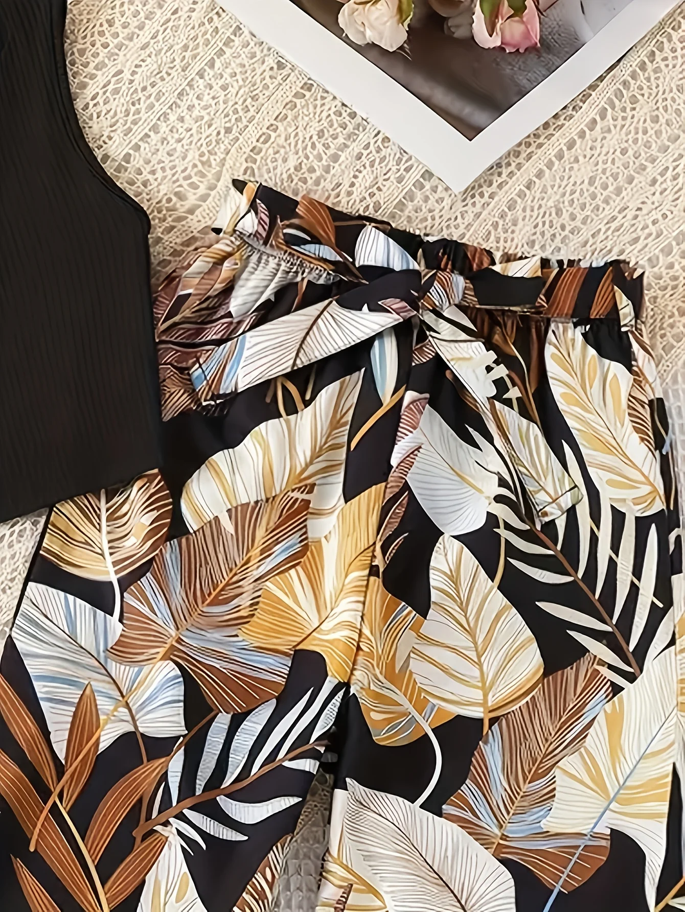 Detail 4 of Kids Wide Leg Pants 2-Piece Set Graphic Spring Summer Stretch by LUNORIANA