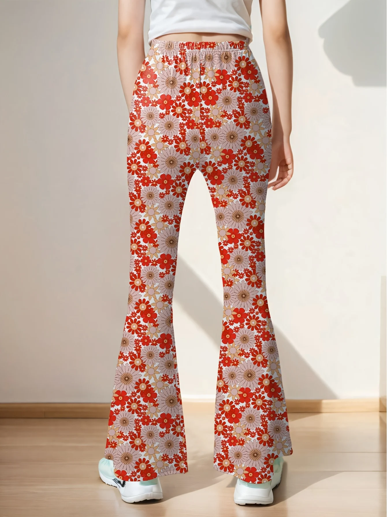 Detail 5 of Girls Flare Pants Floral Stretch by LUNORIANA
