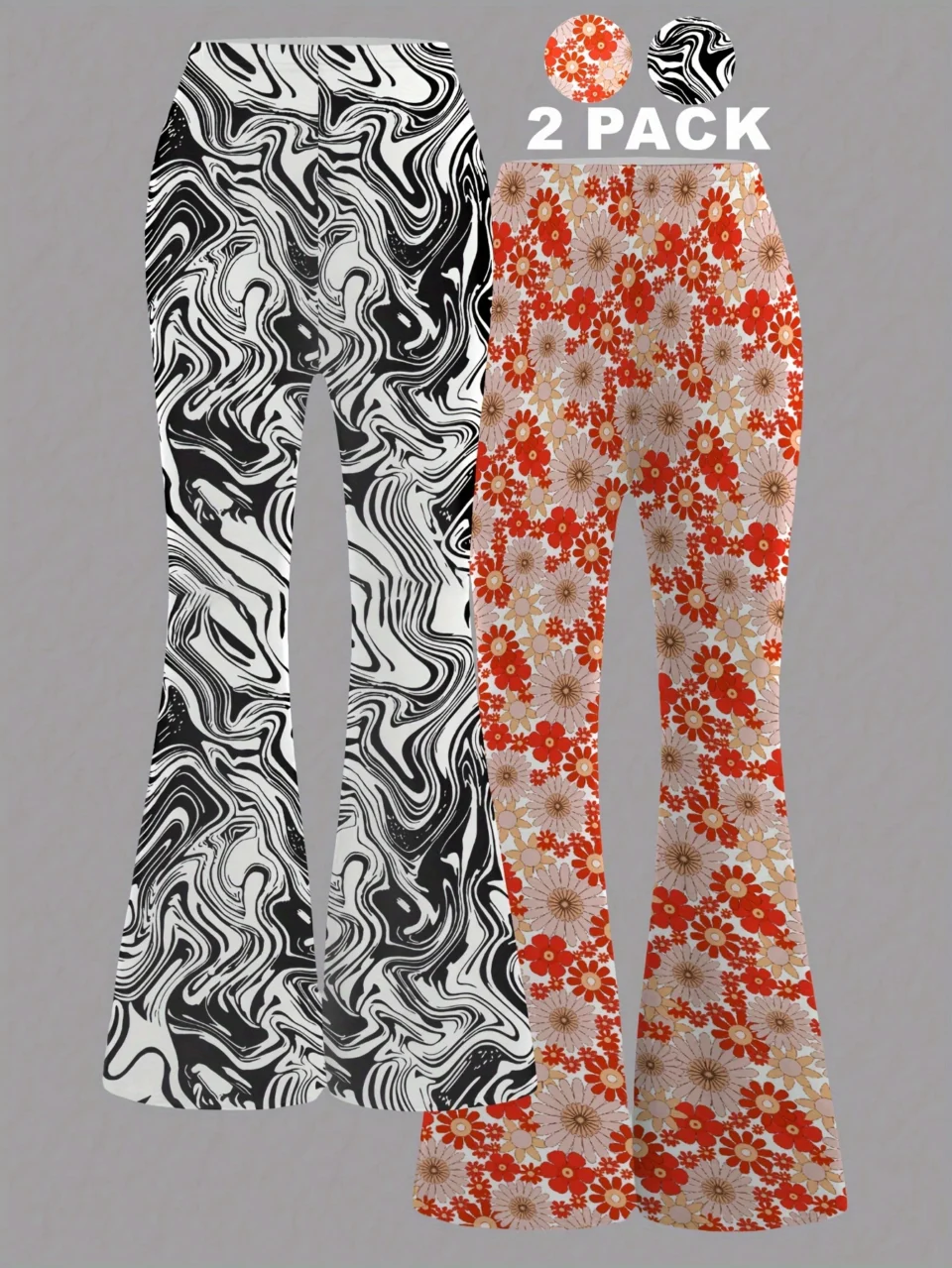 Girls Flare Pants Floral Stretch