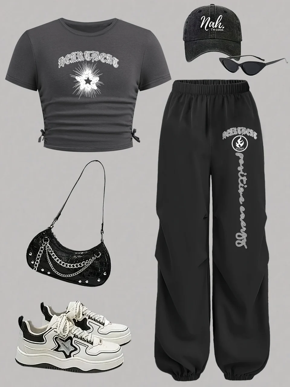 Girls Y2K Streetwear Pants 2-Piece Set Graphic Print All Season Stretch