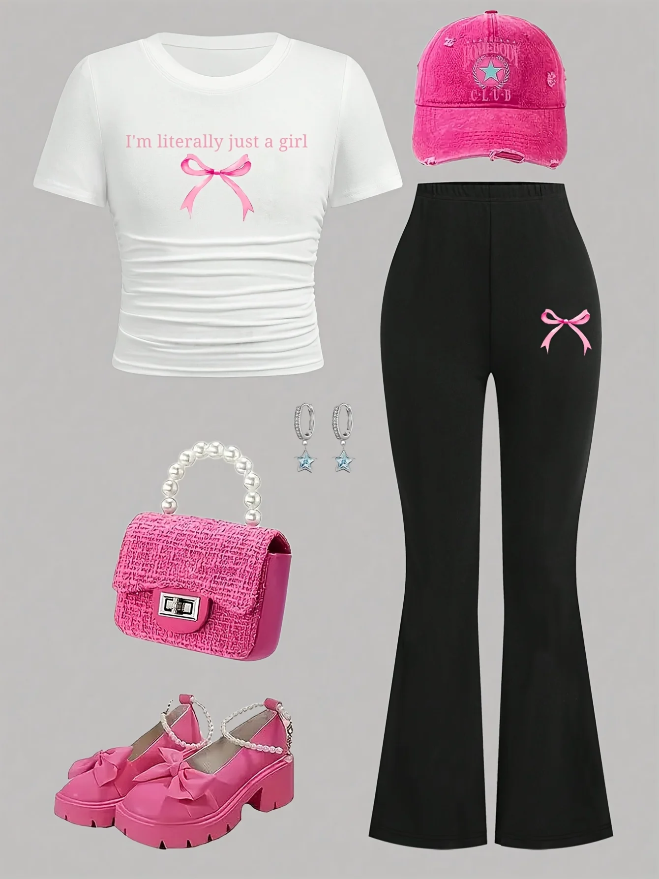 Girls T-Shirt Flare Pants 2-Piece Set Graphic Spring Summer Stretch - SPUID 387986855