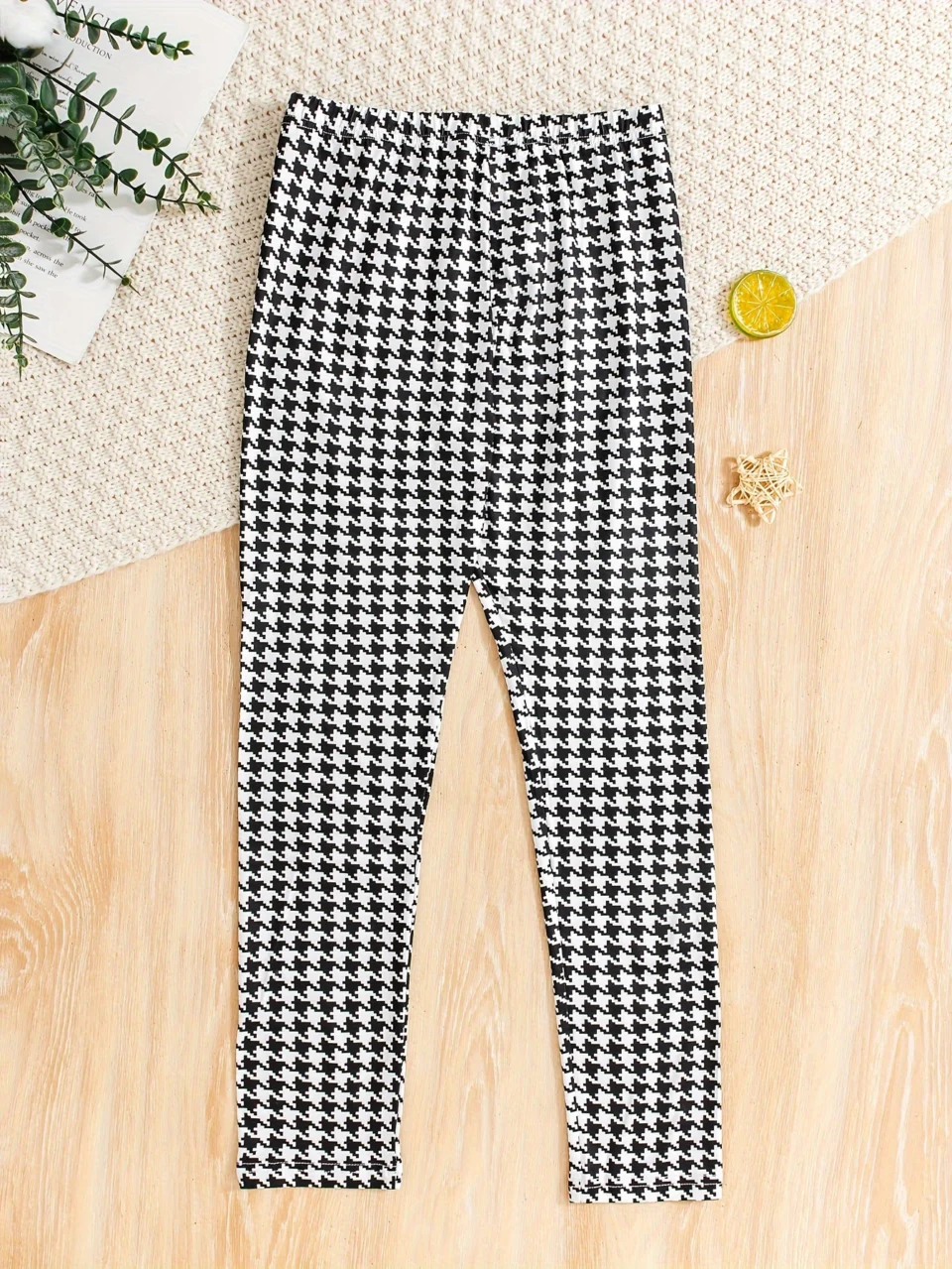 Girls Streetwear Leggings Houndstooth Spring Summer Stretch
