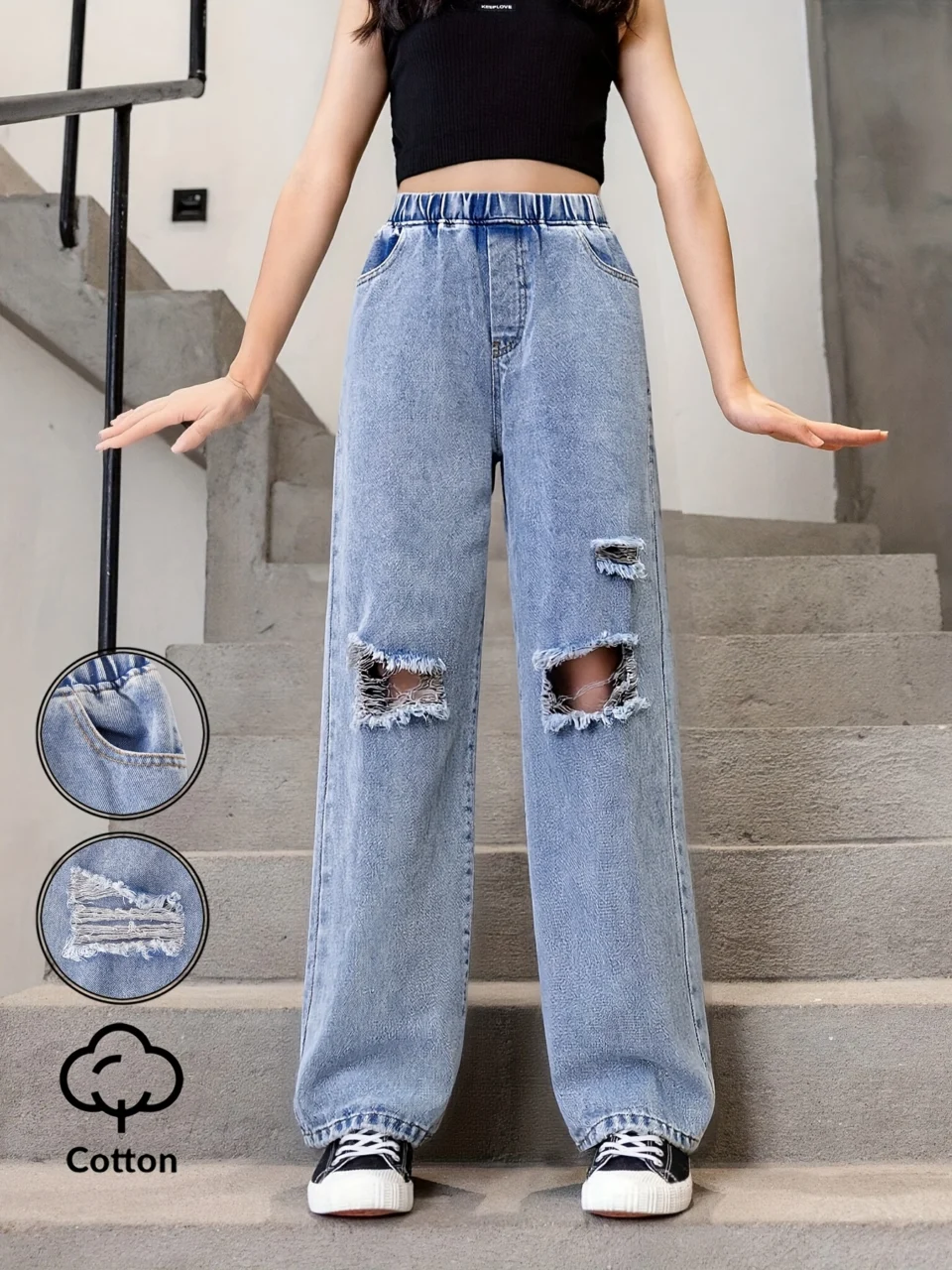Girls Y2K Cargo Pants Solid All Season Easy Care