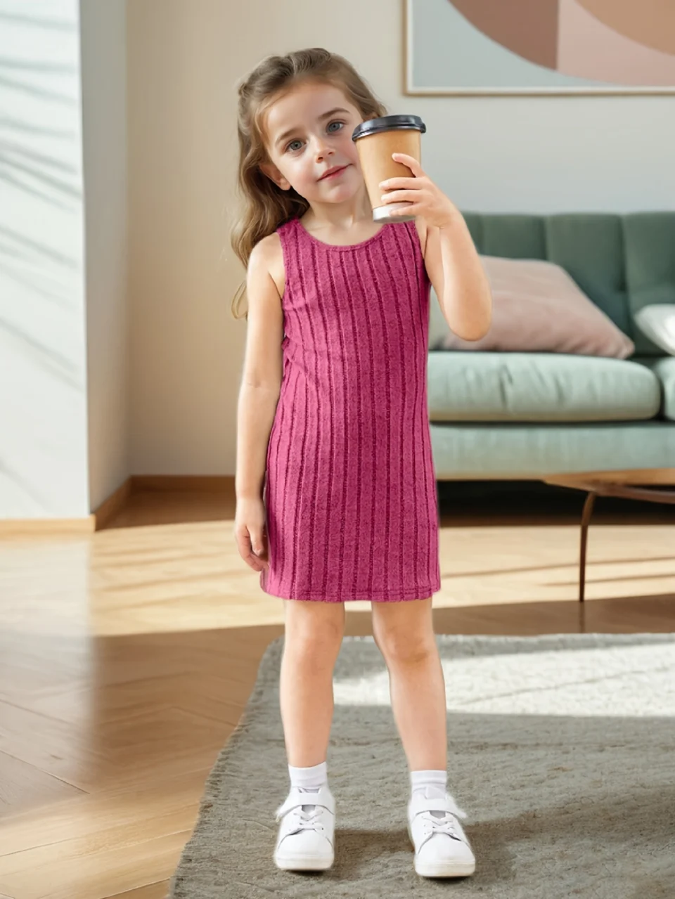 Kids Dress Solid Spring Summer Stretch