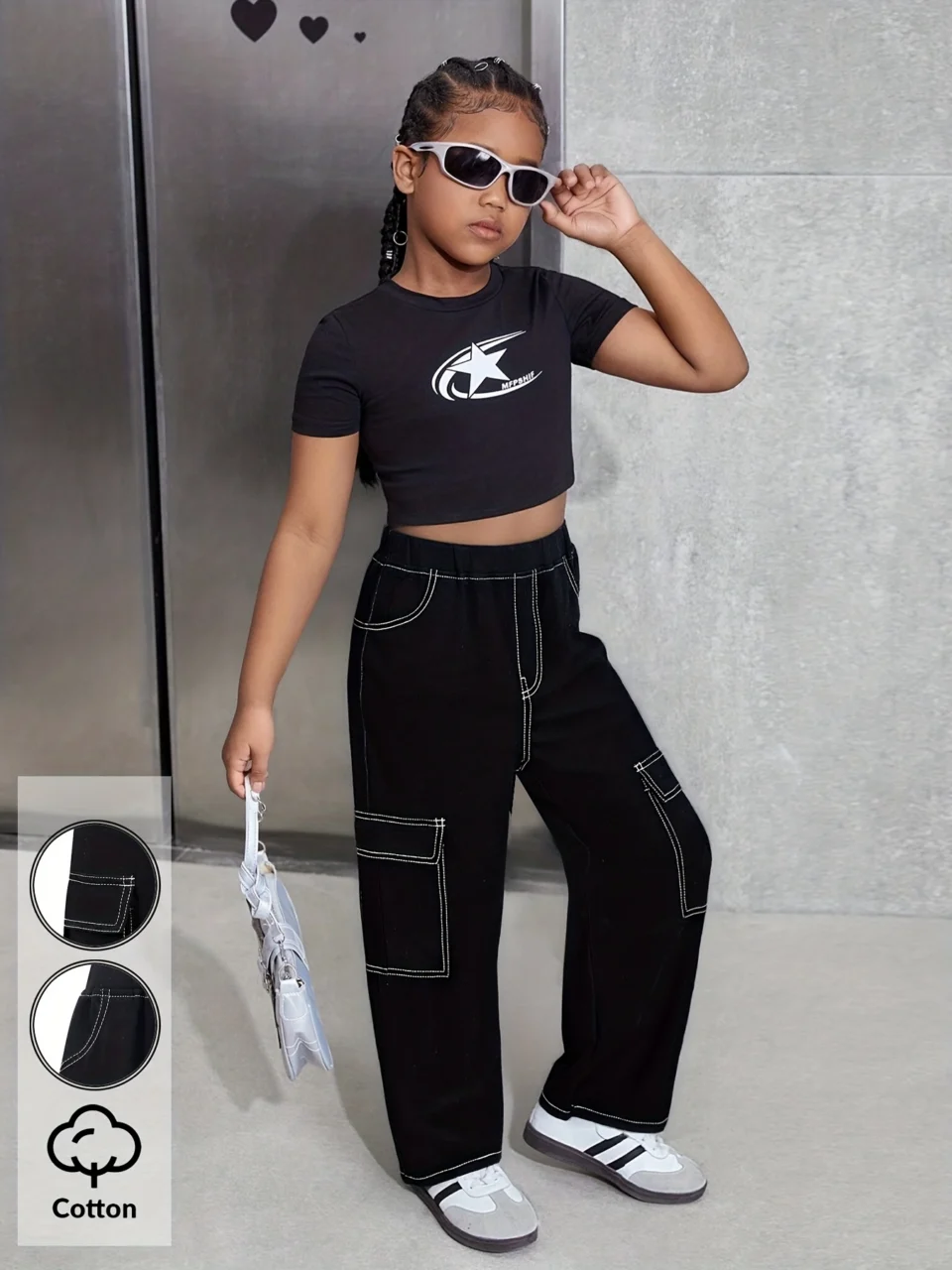 Girls Y2K Streetwear Cargo Pants Solid All Season Easy Care - SPUID 6002790111