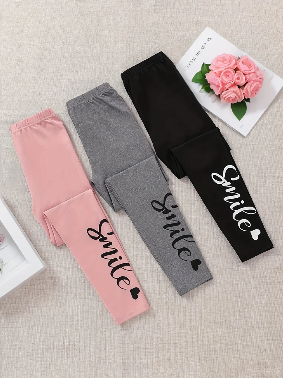 Girls Leggings Letter Print Fall Stretch