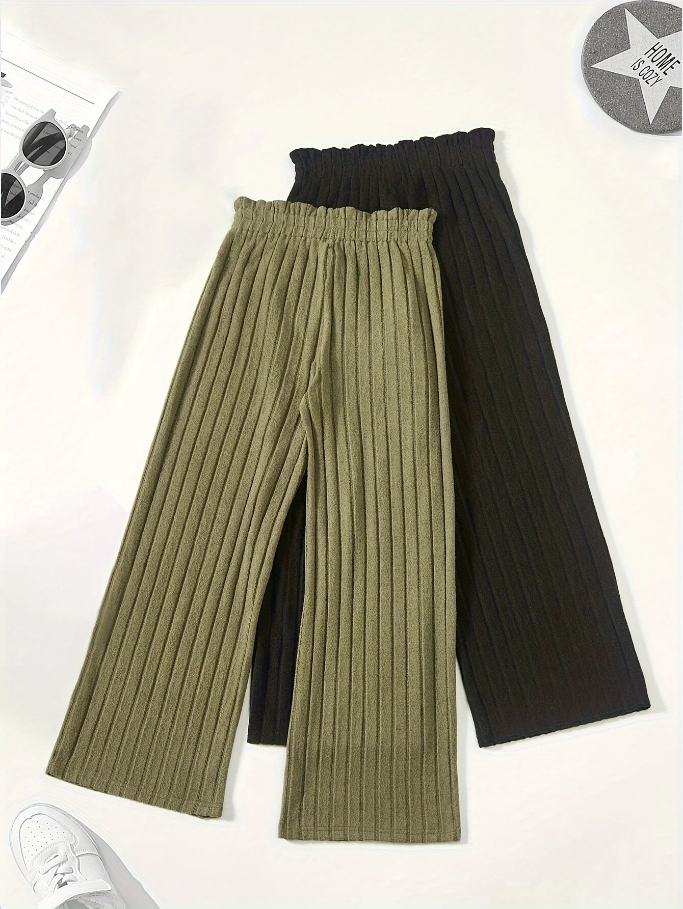 Detail 1 of Girls Wide Leg Pants 2-Piece Set Solid Fall Stretch by LUNORIANA