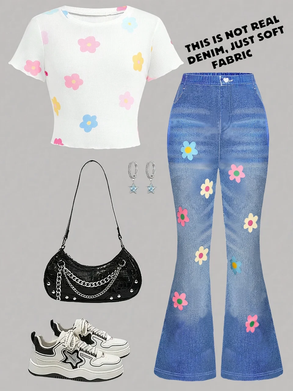 Girls T-Shirt Flare Pants 2-Piece Set Graphic Spring Summer Stretch - SPUID 836510379