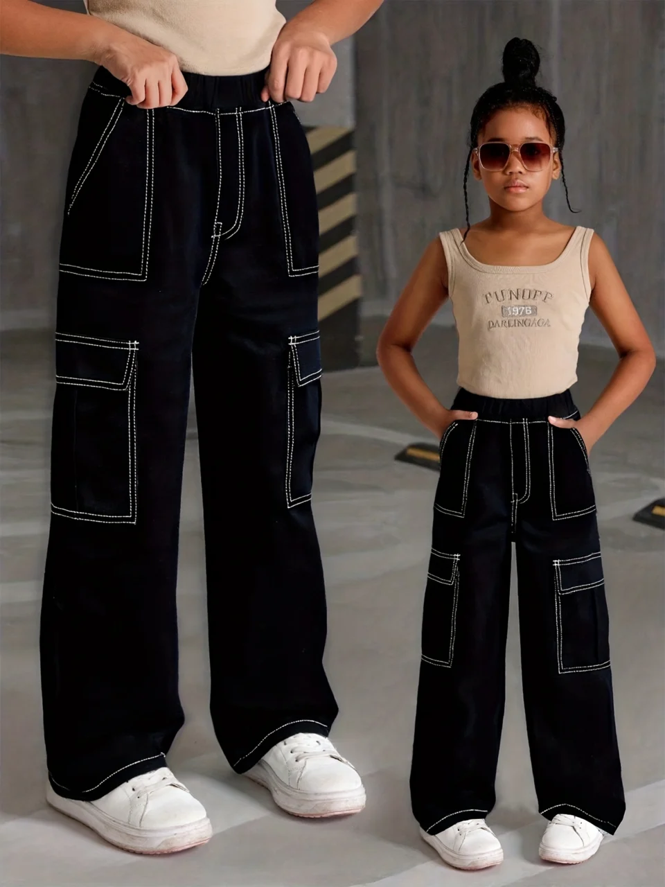 Girls Y2K Streetwear Cargo Pants Solid All Season Easy Care - SPUID 8473244755