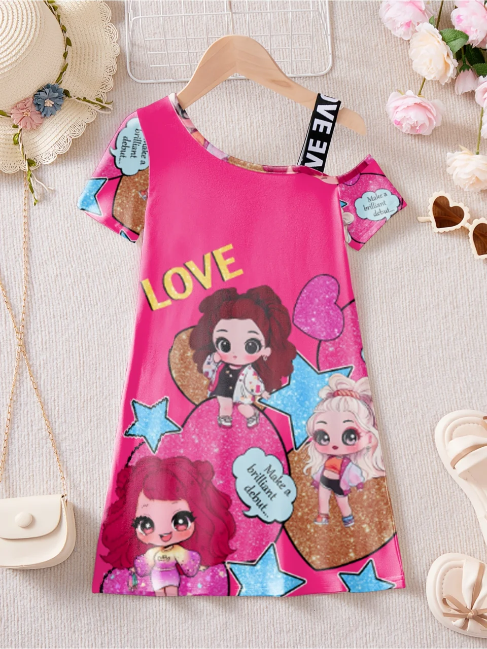 Teen Girls Dress Graphic Spring Summer Stretch