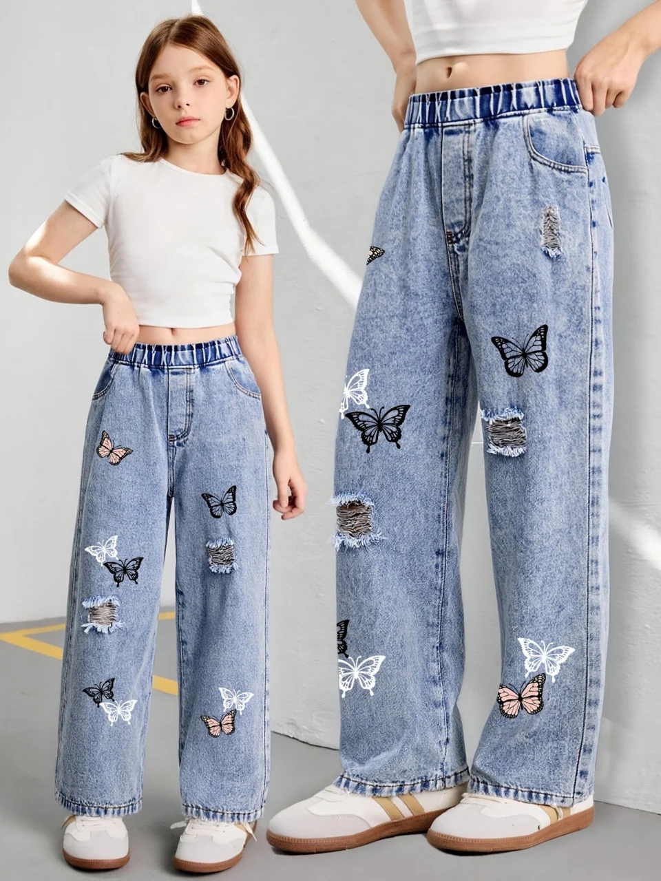 Girls Y2K Cargo Pants Graphic Print All Season Easy Care