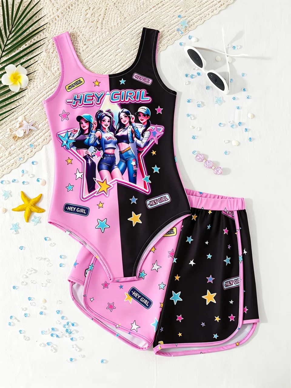Girls Tank Top Pants 2-Piece Set Graphic Spring Summer Easy Care - SPUID 4491475537