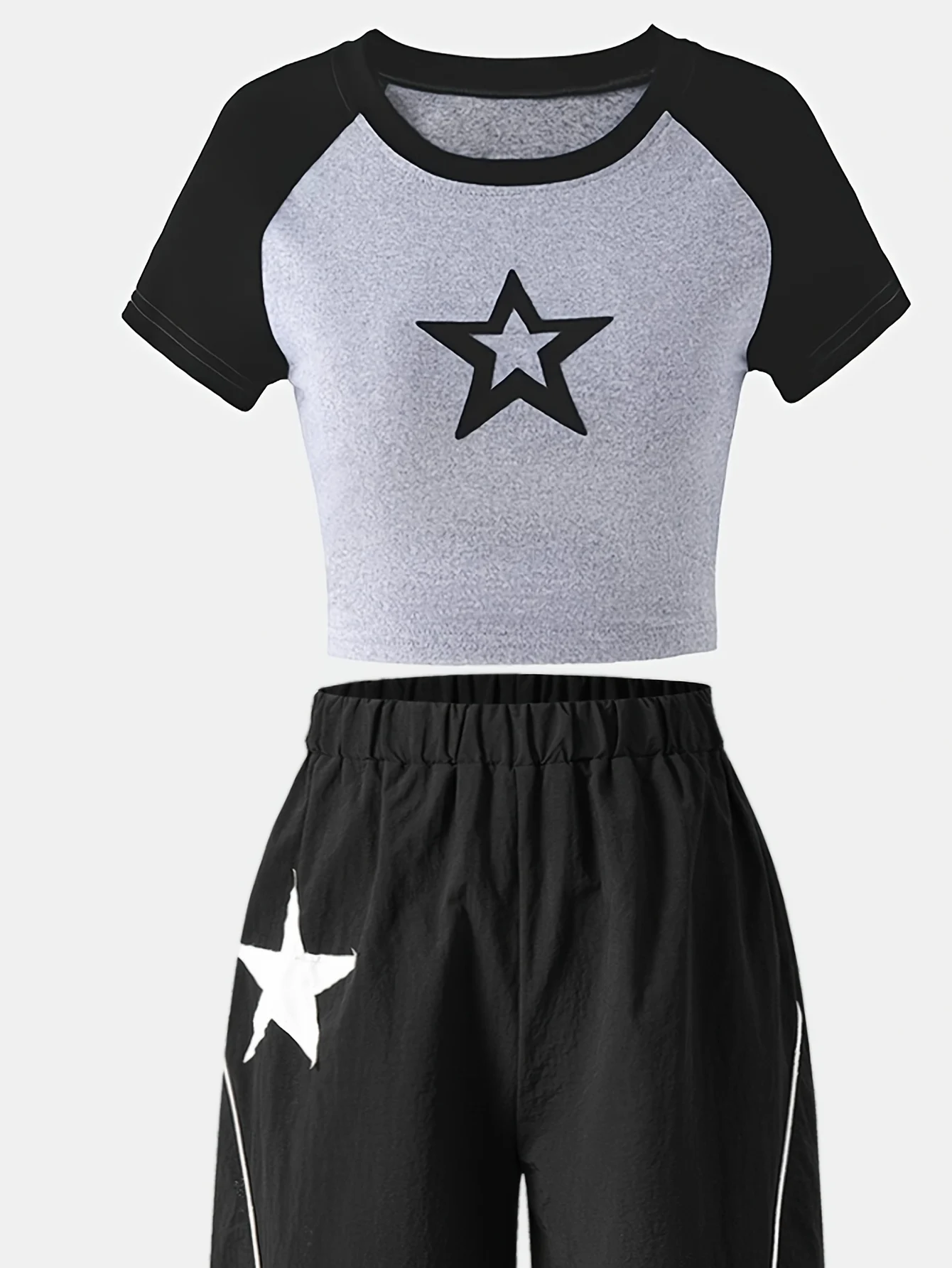 Detail 4 of Girls Side Stripe Raglan T-Shirt Wide Leg Pants 2-Piece Set Spring Summer by LUNORIANA