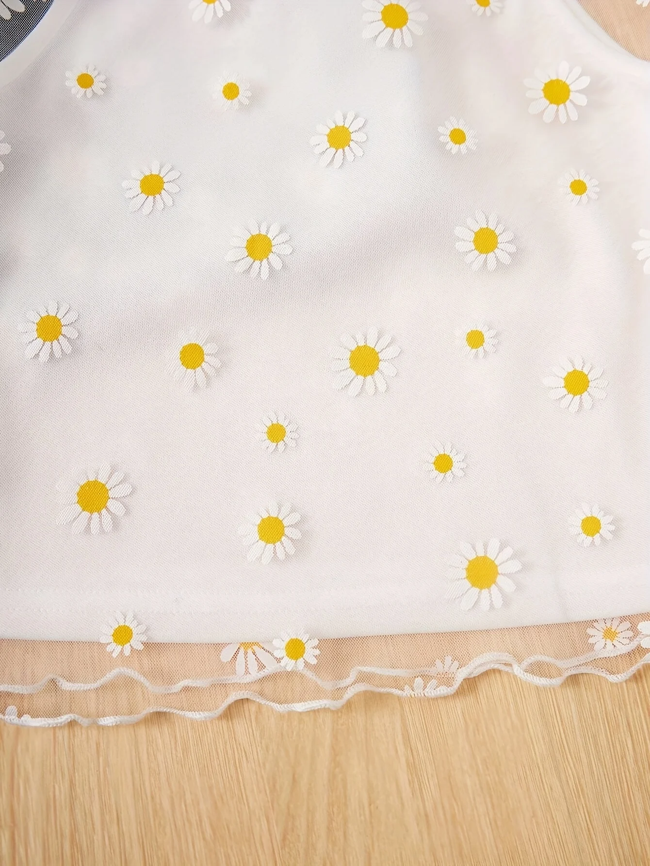 Detail 9 of Girls Floral Sheer Mesh T-Shirts Summer by LUNORIANA